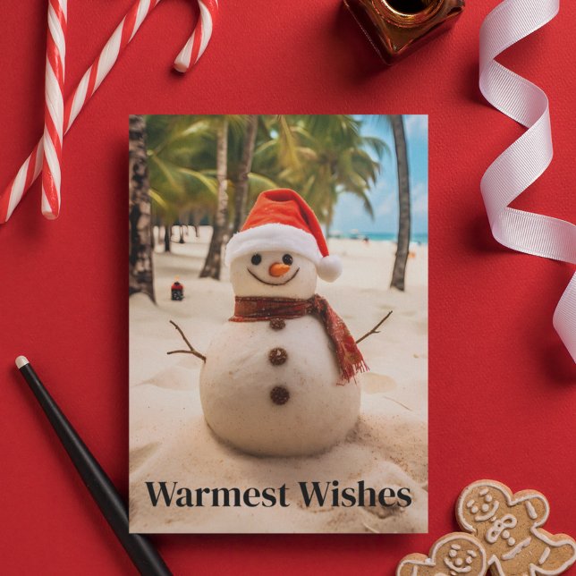 Warmest Wishes Snowman the Beach Holiday Card (Creator Uploaded)