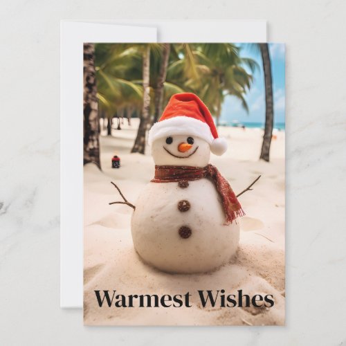 Warmest Wishes Snowman the Beach Holiday Card
