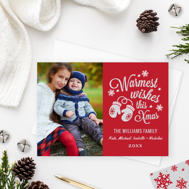 Warmest Wishes This Xmas Red Photo Holiday Card (Creator Uploaded)