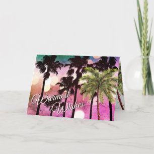 Warmest Wishes Tropical Palm Trees Beach Christmas Holiday Card