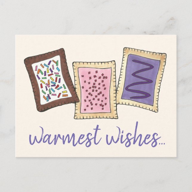 Warmest Wishes Warm Toaster Breakfast Pastries Holiday Postcard (Front)