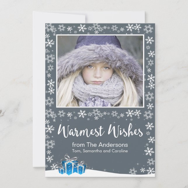 Warmest Wishes White Christmas Holiday Card (Front)