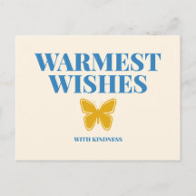 Warmest Wishes with Kindness Typography Postcard