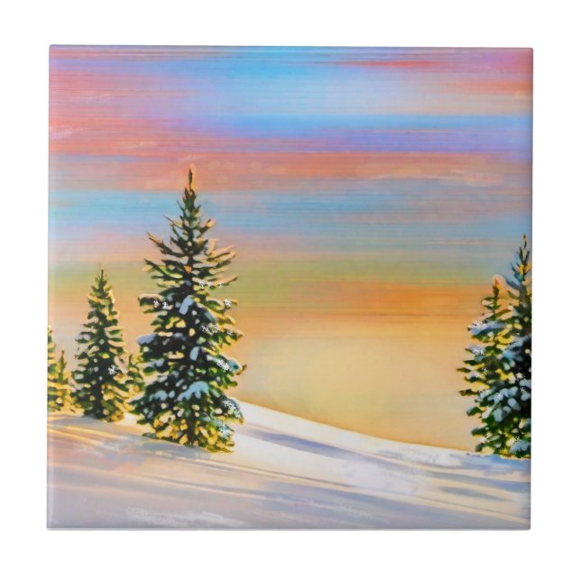"Warming of Winter" snow scene Ceramic Tile (Front)