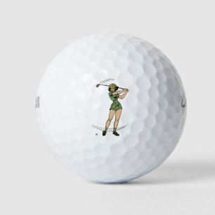 Warming Up for Golf Lady Golfer   Balls
