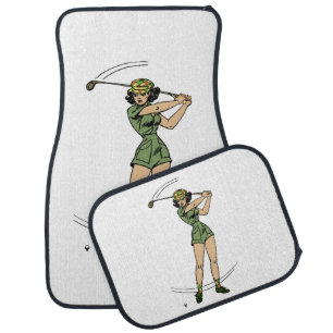 Warming Up for Golf Lady Golfer Car Floor Mat