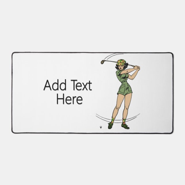 Warming Up for Golf Lady Golfer   Desk Mat (Front)