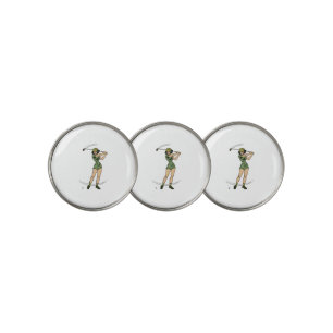 Warming Up for Golf Lady Golfer   Golf Ball Marker