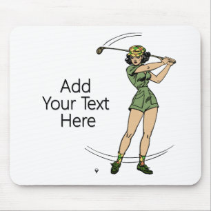 Warming Up for Golf Lady Golfer Mouse Pad