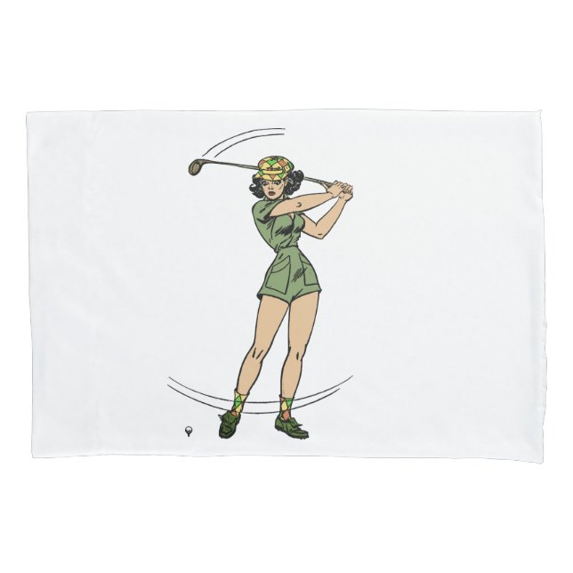 Warming Up for Golf Lady Golfer   Pillow Case (Front)