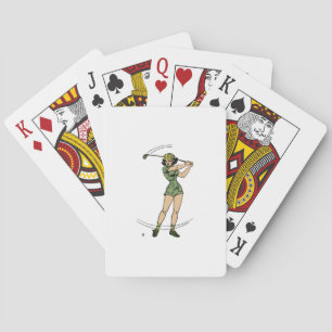 Warming Up for Golf Lady Golfer   Poker Cards