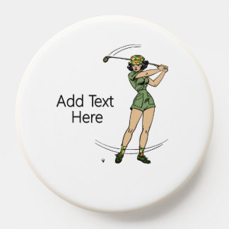 Warming Up for Golf Lady Golfer   PopSocket