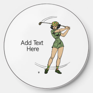 Warming Up for Golf Lady Golfer Wireless Charger