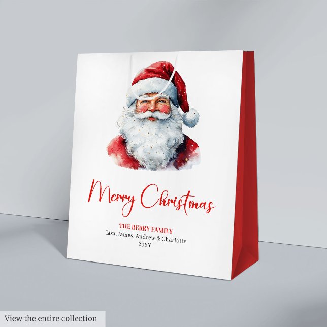 Warmish Santa Claus Cozy Red Green Holiday Chic Medium Gift Bag (Warmish Santa Claus Cozy Red Green Holiday Gift Bag)