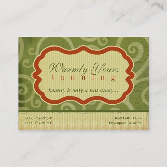 Warmly Yours [green] Chubby Business Cards (Front)
