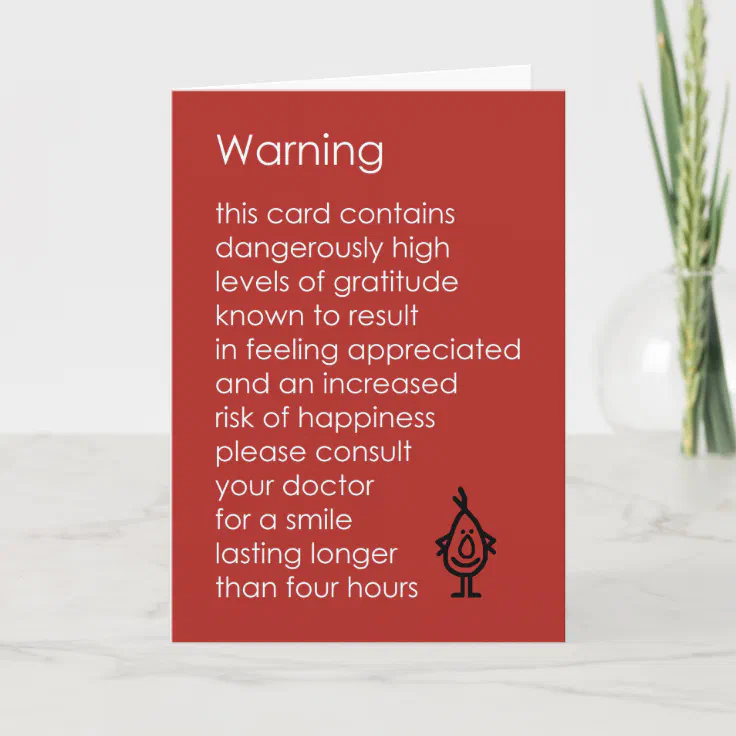Warning - A funny thank you poem with side effects | Zazzle Warning - A funny thank you poem with side effects | Zazzle