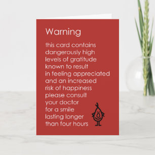 Warning - A funny thank you poem with side effects Card