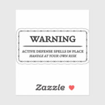 Warning: Active Defense Spells Sticker
