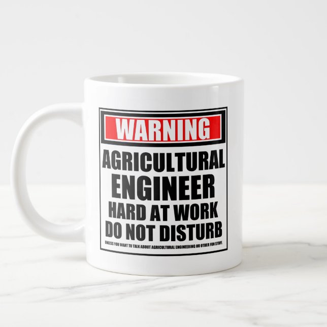 Warning Agricultural Engineer Hard At Work Giant Coffee Mug (Left)