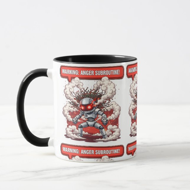 Warning Anger Subroutine! Funny Angry Robot Tech O Mug (Left)