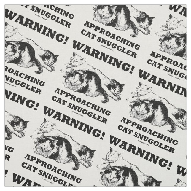 Warning! Approaching Cat Snuggler Three Cats Fabric (Swatch)