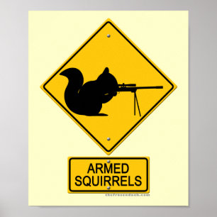 Warning Armed Squirrels Poster