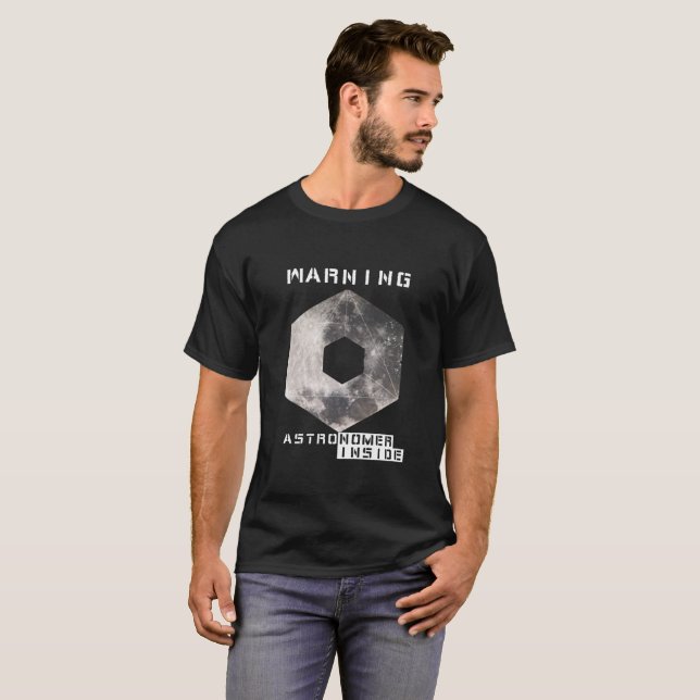 WARNING: ASTRONOMER INSIDE Black T-Shirt (Front Full)