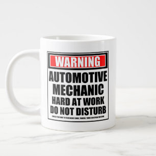 Warning Automotive Mechanic Hard At Work Giant Coffee Mug