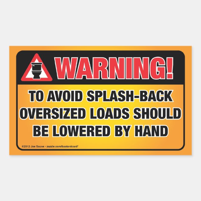 WARNING - Avoid Splash-Back Bathroom Rectangular Sticker (Front)