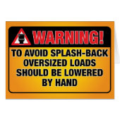 WARNING - Avoid Splash-Back Blank Inside Card (Front Horizontal)