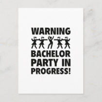 Warning Bachelor Party In Progress Invitation Postcard