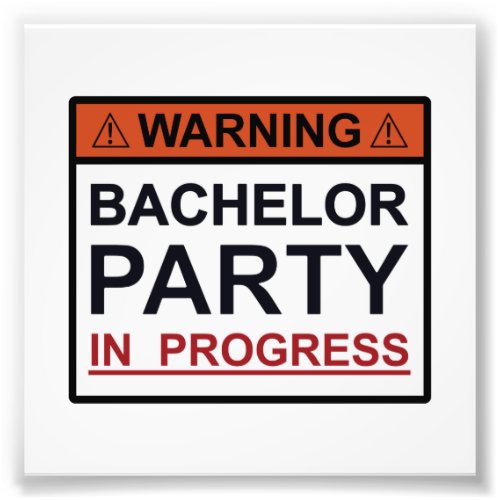 Warning Bachelor Party in Progress Photo Print