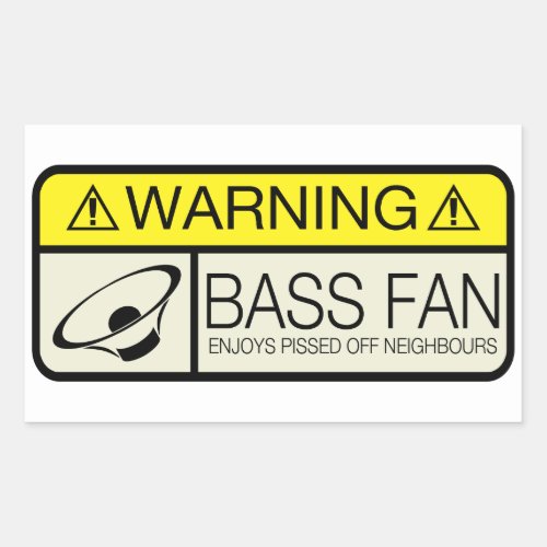 Warning Bass Fan Rectangular Sticker