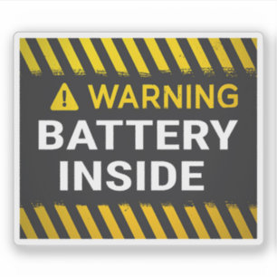 Warning Battery Inside Sign Sticker