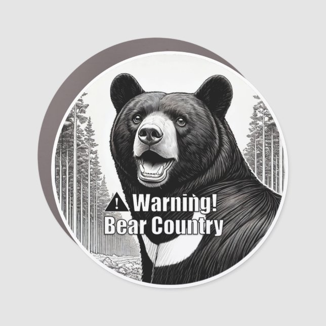 Warning Bear Country Car Magnet (Front)