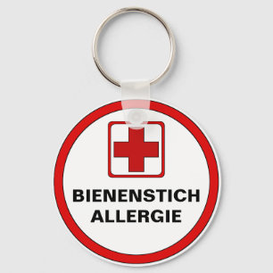 Warning - bee biting allergy keychain