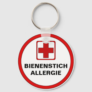 Warning - bee biting allergy keychain