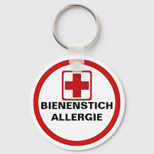 Warning - bee biting allergy keychain