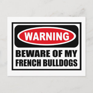Warning BEWARE OF MY FRENCH BULLDOGS Postcard