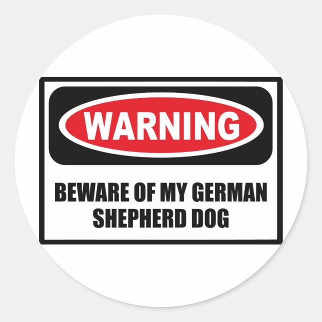 Warning BEWARE OF MY GERMAN SHEPHERD DOG Sticker (Front)