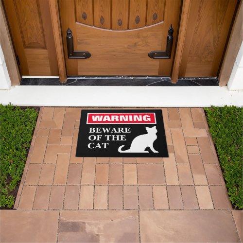Warning Beware of the cat funny door mat for entry