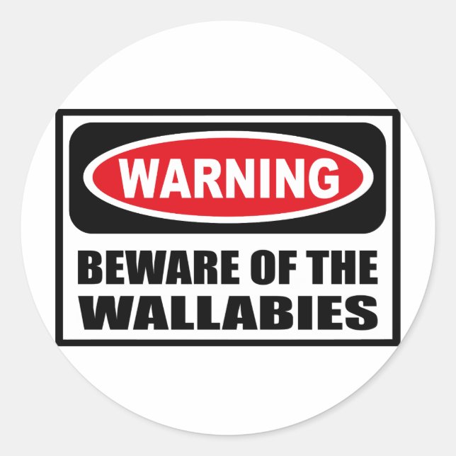 Warning BEWARE OF THE WALLABIES Sticker (Front)