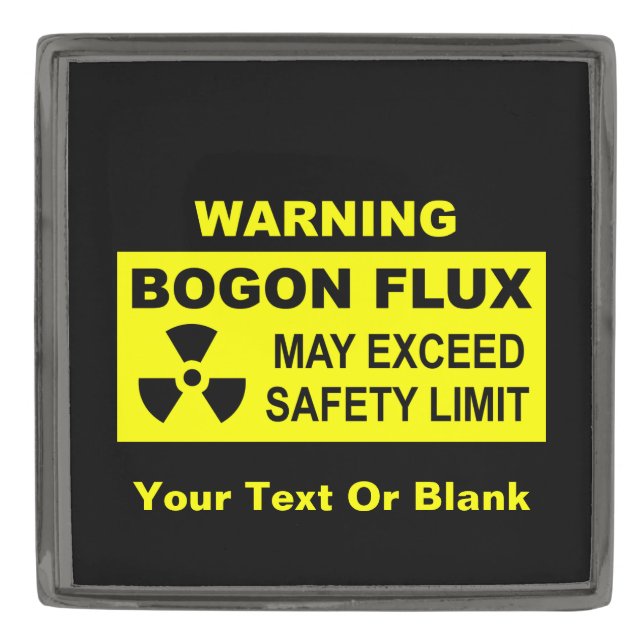 Warning: Bogon Flux Gunmetal Finish Lapel Pin (Front)