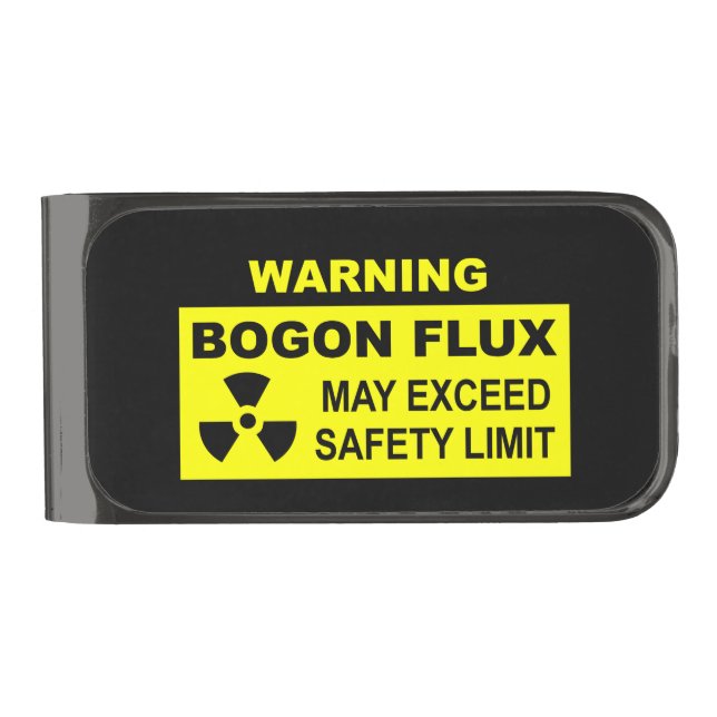 Warning: Bogon Flux Gunmetal Finish Money Clip (Front)