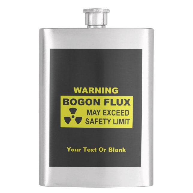 Warning: Bogon Flux Hip Flask (Front)