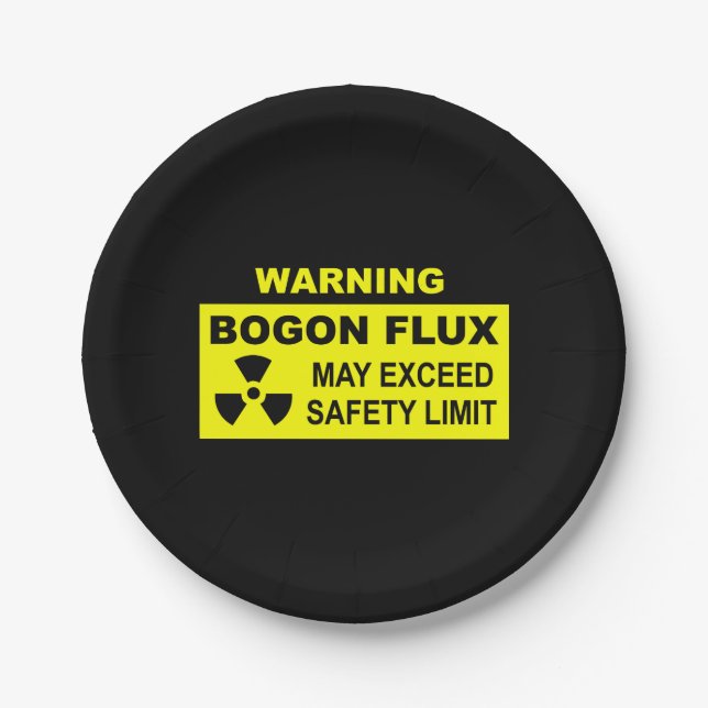 Warning: Bogon Flux Paper Plates (Front)