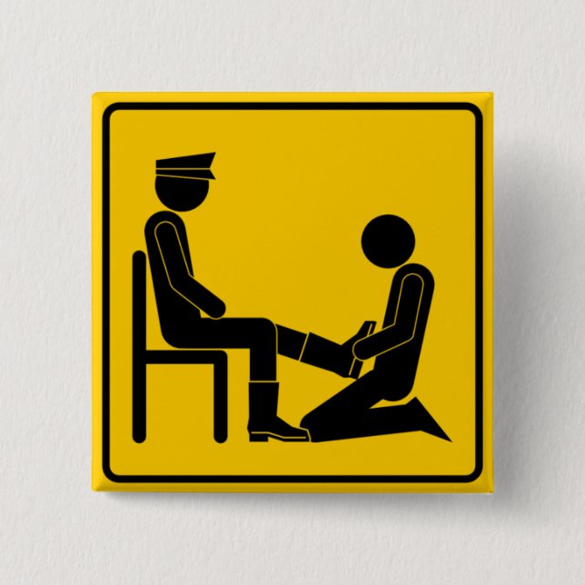 warning bootblack ahead pinback button (Front)