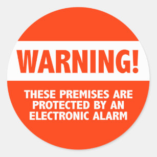 Warning Burglar Alarm Electronic Security Classic Round Sticker