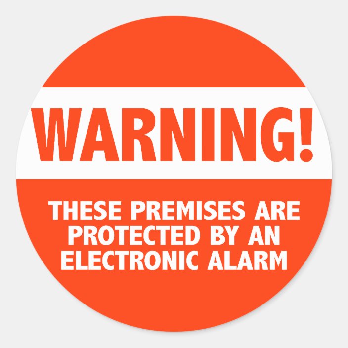 Warning Burglar Alarm Electronic Security Classic Round Sticker