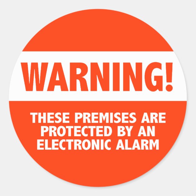 Warning Burglar Alarm Electronic Security Classic Round Sticker ...